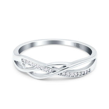 14K White Gold Round Infinity Twisted Half Eternity Simulated CZ Wedding Engagement Ring Size-7